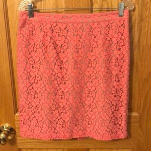 Pink and Tan Lace Pencil Skirt